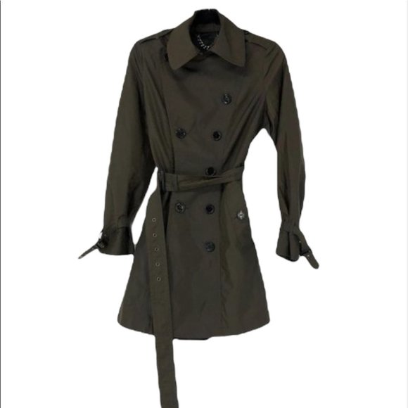 Burberry dark Brown wool, acetate, polyamide belted trench coat EU 40